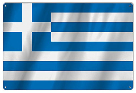 Greece Country Flag Reproduction Metal Sign 12x18