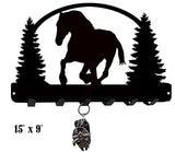 Horse With Trees Laser Cut Out Key Holder 9x15