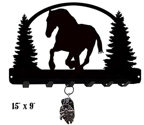 Horse With Trees Laser Cut Out Key Holder 9x15