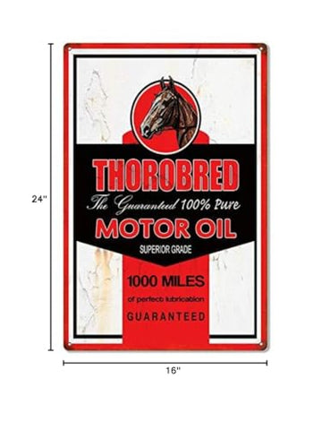 Thorobred Motor Oil Reproduction Garage Shop Metal Sign 16×24