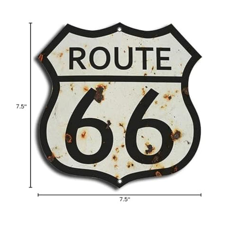 (3) Route 66 Vintage Looking Laser Cut Out Garage Shop Metal Sign 7.5×7.5