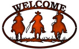 Welcome Cowboys Cut Out Faux Copper Finish Metal Sign 12×18