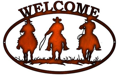 Welcome Cowboys Cut Out Faux Copper Finish Metal Sign 12×18