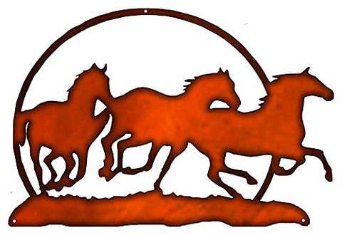 Wild Horses Faux Copper Finish Laser Cut Out Metal Sign 14.5×21.5