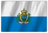 San Marino Country Flag Reproduction Metal Sign 12x18