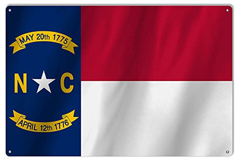 North Carolina State Flag Reproduction Metal Sign 12x18