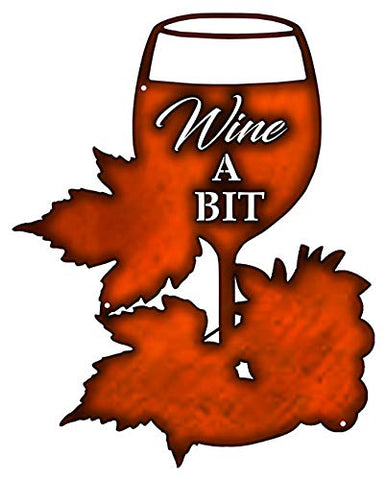 Wine A Bit Cut Out Wall Decor Faux Copper Finish Metal Sign 12×15