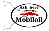 Gargoyle Mobiloil Reproduction Garage Shop Flange Sign 12x18 Oval