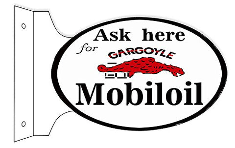 Gargoyle Mobiloil Reproduction Garage Shop Flange Sign 12x18 Oval