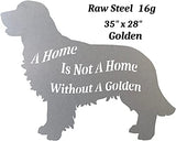 Golden Retriever Cut Out Raw Steel Animal Metal Sign 28×35