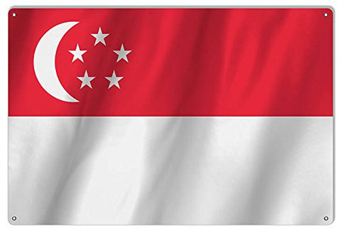 Singapore Country Flag Reproduction Metal Sign 12x18