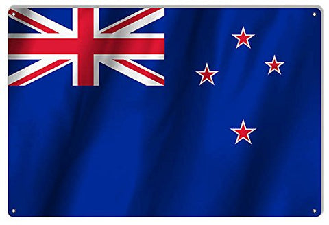 New Zealand Country Flag Reproduction Metal Sign 12x18