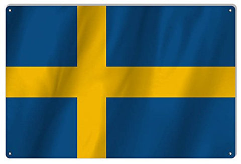 Sweden Country Flag Reproduction Metal Sign 12x18