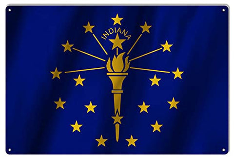 Indiana State Flag Reproduction Metal Sign 12x18