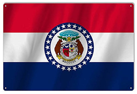 Missouri State Flag Reproduction Metal Sign 12x18