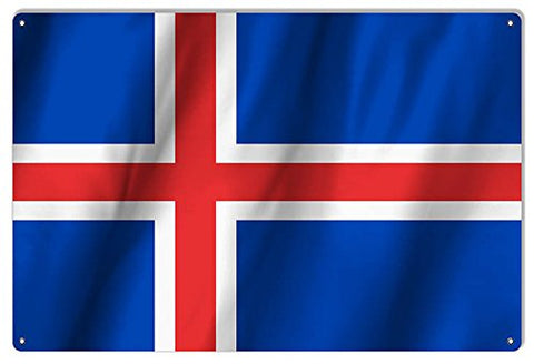 Iceland Country Flag Reproduction Metal Sign 12x18