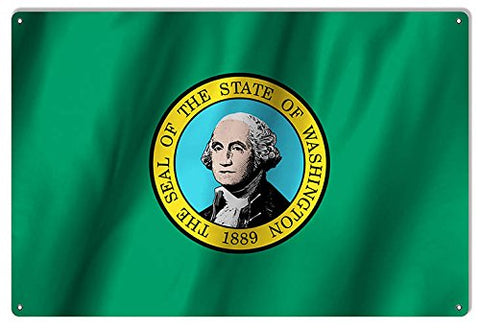 Washington State Flag Reproduction Metal Sign 12x18