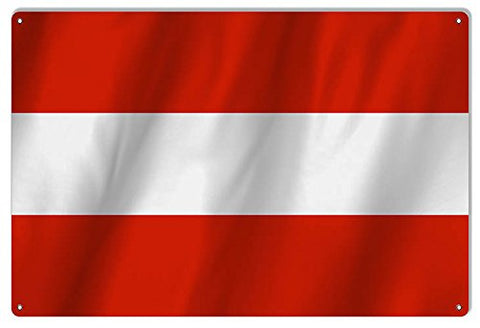 Austria Country Flag Reproduction Metal Sign 12x18