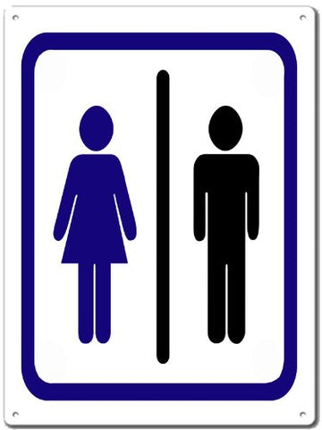 Women And Mens Restroom Sign 9x12