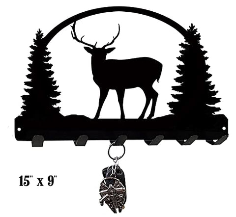 Deer With Trees Laser Cut Out Key Holder 9x15