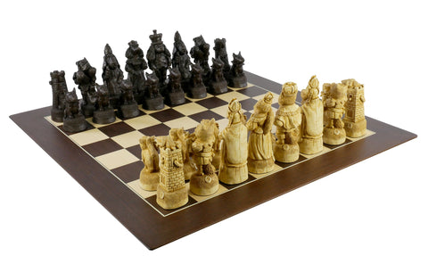 Chess Set  - Cats & Dogs Chess Pieces on Walnut/Sycamore Barcelona Chess Board