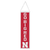 Nebraska Cornhuskers Banner Wool 8x32 Heritage Slogan Design - Special Order