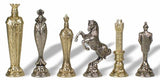 Chess Set - Renaissance Metal Men on Gold Trim Chess Board