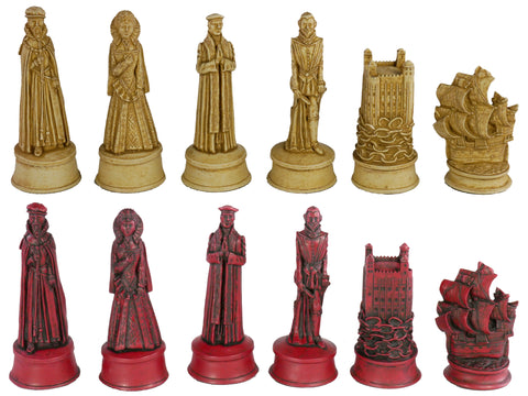 Chess Pieces - Resin - Stained Red & Ivory Elizabethan Chess Pieces - 5