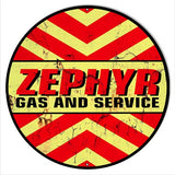 Zephyr Gas And Service Motor Oil Garage Art Repro’d Aged Metal Sign 24?