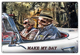 Zombie Sports Car Make My Day Metal Sign By Artist Bob Kramer 12×18