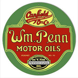 W.M Penn Gasoline Reproduction Motor Oil Metal Sign 24×24 Round