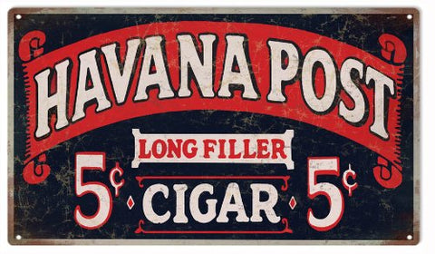 Reproduction Havana Post Cigar Sign 8x14