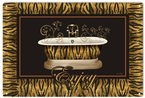 Reproduction Leopard Enjoy Bathtub Sign