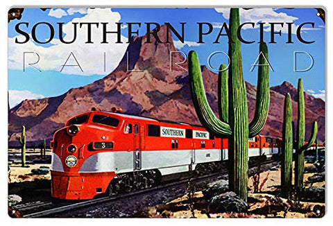 Souther Pacific Railways Reproductin Railroad Large Metal Sign 16×24