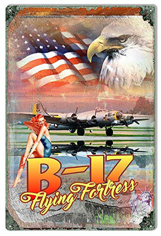 V-17 Flying Fortress Metal Sign By Phil Hamilton 12×18