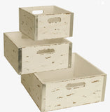 Set Of 3 Square Distressed Crates