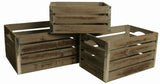 Set of 3 Gray-wash Wood Crates