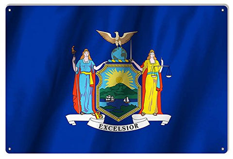 New York Sate Flag Reproduction Metal Sign 12x18