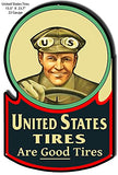 United States Tires Cut Out Reproduction Garage Art Metal Sign 15.5×23.7