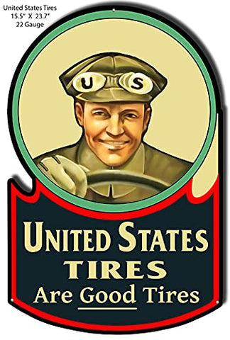 United States Tires Cut Out Reproduction Garage Art Metal Sign 15.5×23.7