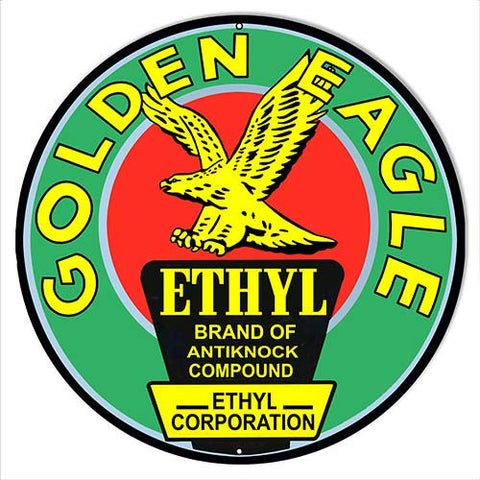 Golden Eagle Motor Oil Reproduction Garage Metal Sign 24×24 Round