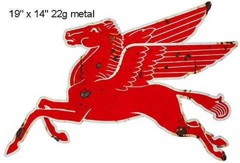 Pegasus Flying Horse Reproduction Laser Cut Out Garage Shop Sign 14x19