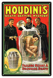 Houdini Drowning Death Reproduction Magician Metal Sign 12x18