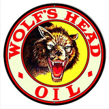 Wolfs Head Motor Oil Reproduction Metal Sign 14×14 Round