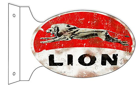 Lion Motor Oil Reproduction Gas Station Flange Sign 12x18 Oval