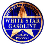 White Star Gasoline Reproduction Motor Oil Metal Sign 18×18 Round