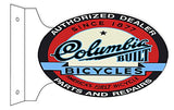 Columbia Bicycle Reproduction Flange Garage Art Sign 12x18 Oval