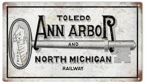 Reproduction Toledo Ann Arbor Railway Sign 8x14