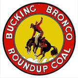 Bucking Bronco Rounup Coal Reproduction Country Metal Sign 24×24 Round