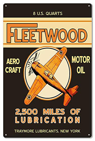 Fleetwood Motor Oil Reproduction Large Aviation Metal Sign 16×24